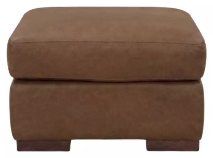 Irondale Vintage Brown Derby Leather Upholstered Rectangular Ottoman