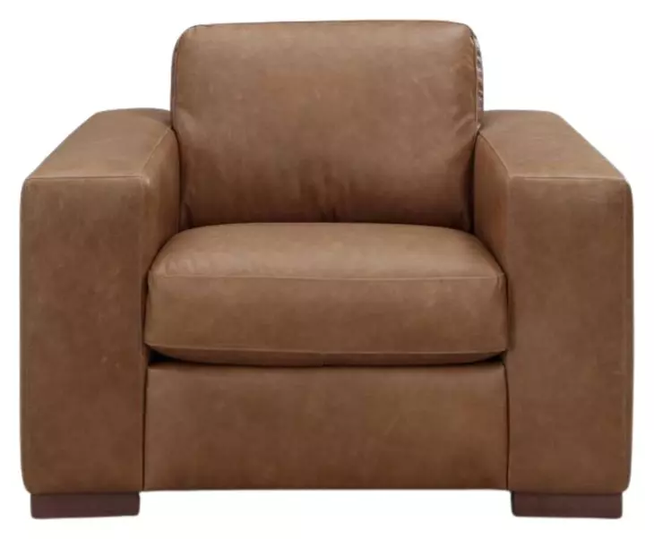 Inglewood Vintage Brown Derby Leather Upholstered Accent Chair