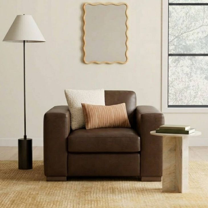 Inglewood Vintage Brown Cigar Leather Upholstered Accent Chair