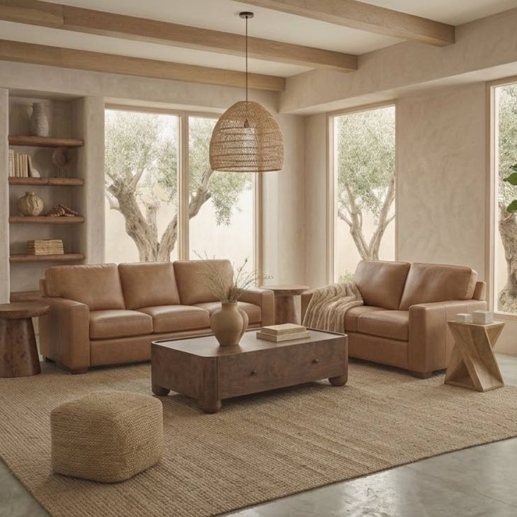 Inglewood Vintage Brown Derby Leather 92" Sofa
