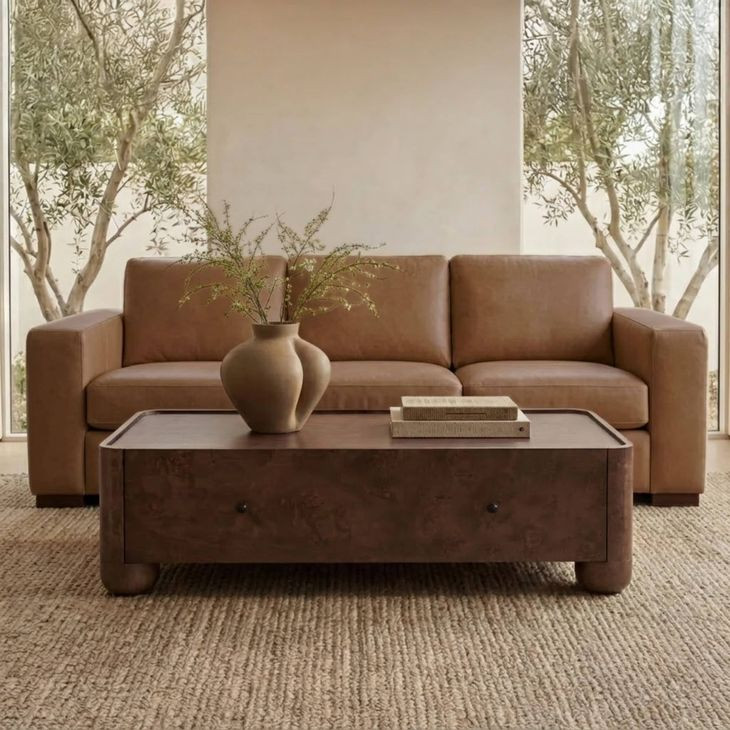Inglewood Vintage Brown Derby Leather 92" Sofa
