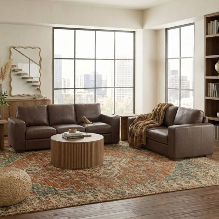 Inglewood Vintage Brown Cigar Leather 92" Sofa