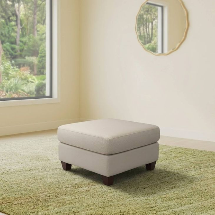 Millbrook Taupe Plain Leather Upholstered Rectangular Ottoman