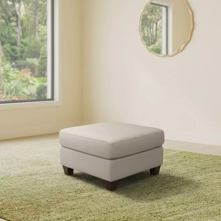 Millbrook Taupe Plain Leather Upholstered Rectangular Ottoman