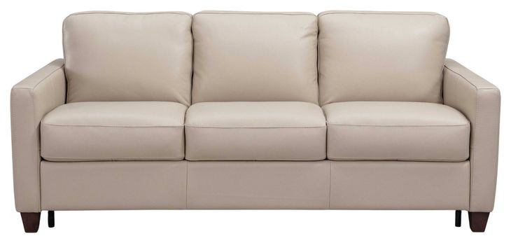 Millbrook Taupe Plain Leather 85" Queen Sleeper Sofa