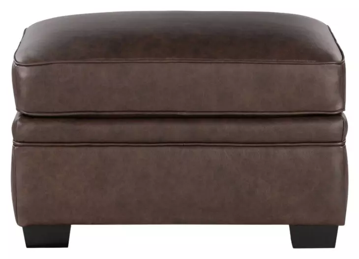 Dawson Brown Chestnut Leather Upholstered Rectangular Ottoman