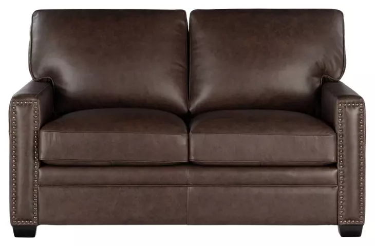 Dawson Brown Chestnut 62" Loveseat with Nailhead Trim