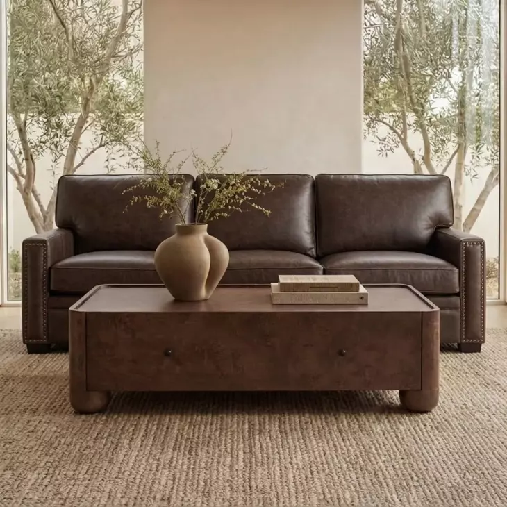 Dalton Brown Chestnut Leather Living Room Set