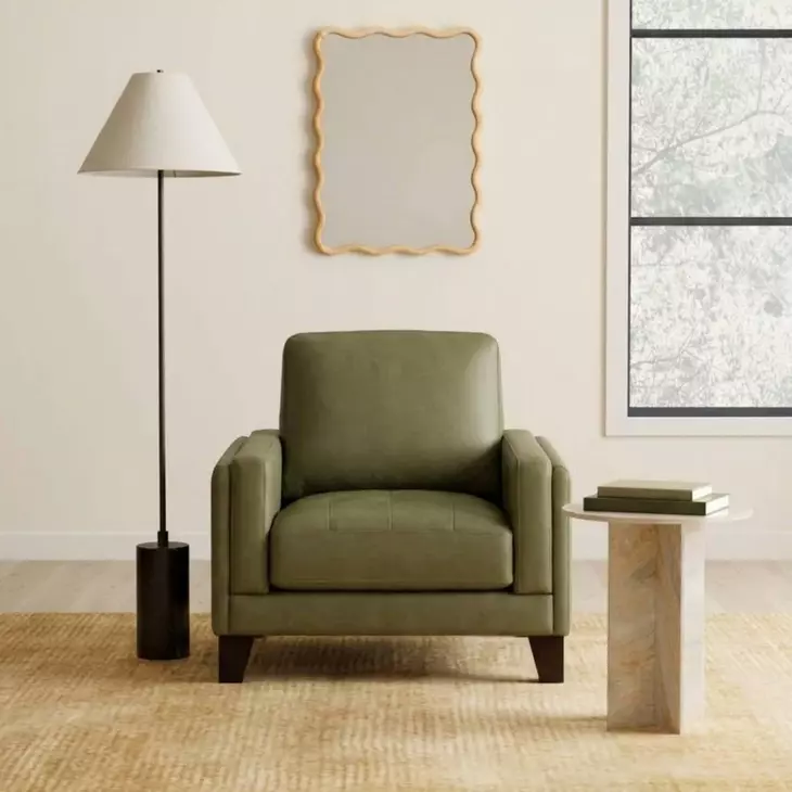 Vincent Green Clover Leather Upholstered Accent Chair