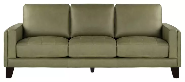 Vincent Green Clover Leather 91" Sofa