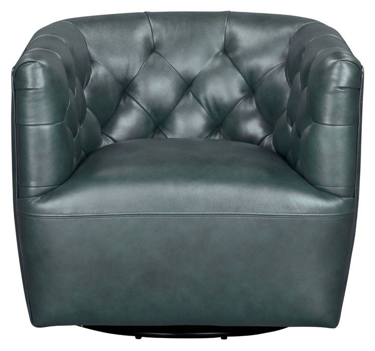 Mira Forest Green Leather Upholstered Swivel Accent Chair