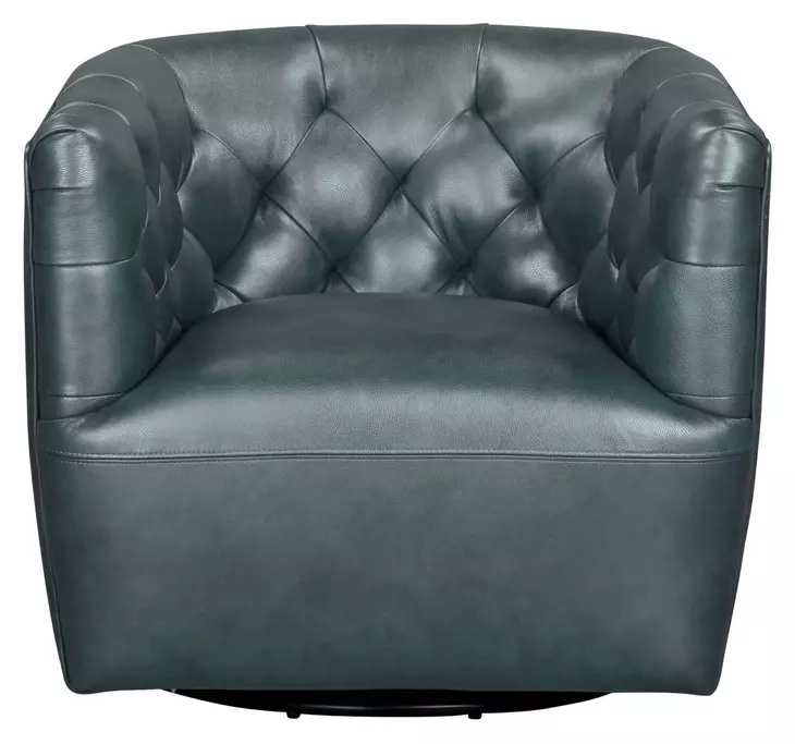 Mira Forest Green Leather Upholstered Swivel Accent Chair