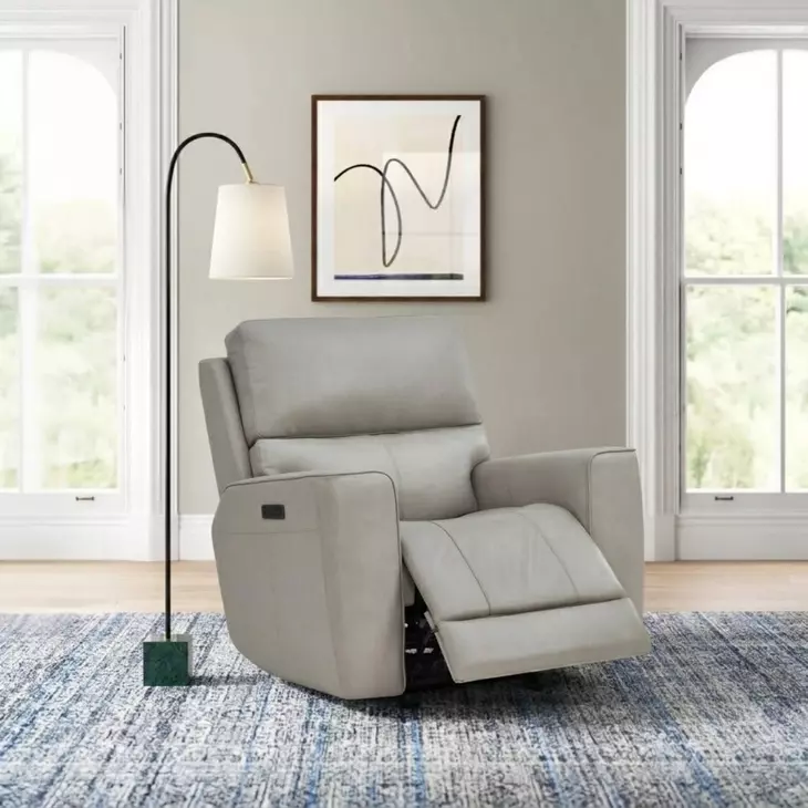 Laredo Cement Leather Zero Gravity Glider Power Recliner with Power Headrest and USB Charging