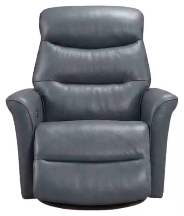 Hollister Blue Leather Swivel Glider Power Recliner with Power Headrest and USB Charging