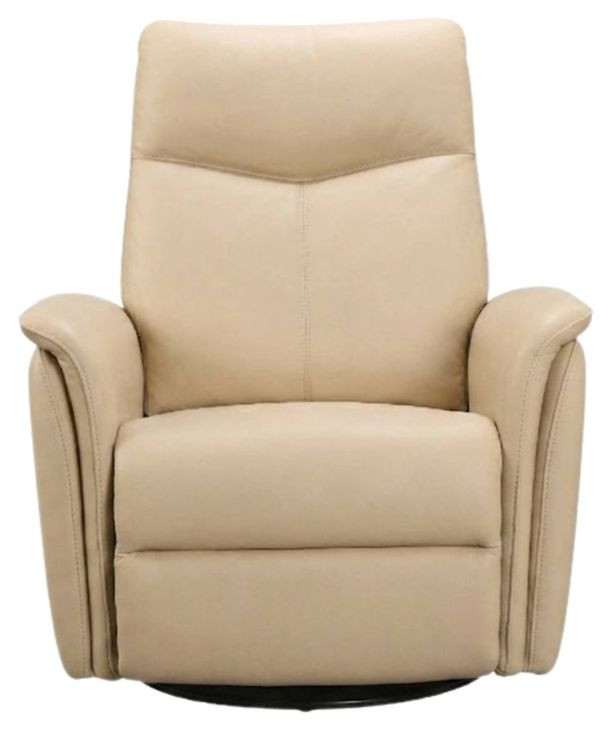 Inman Taupe Leather Swivel Glider Power Recliner with Power Headrest and USB Charging