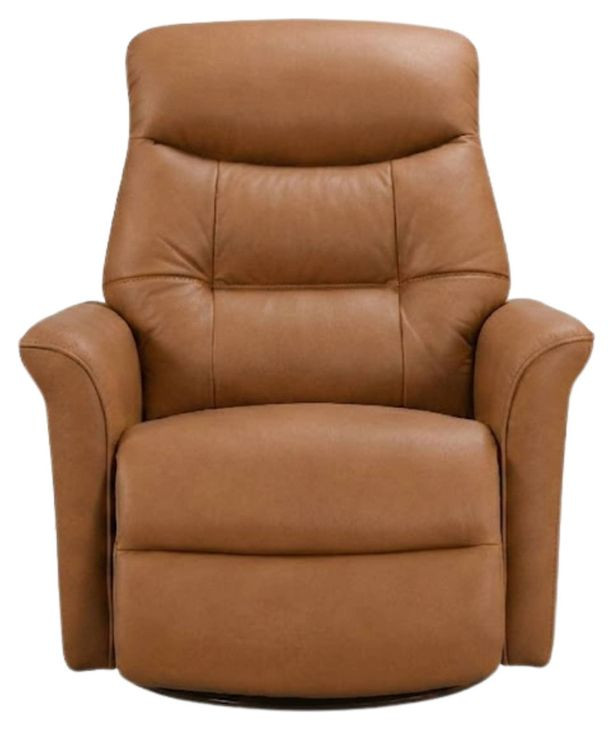 Jennings Camel Leather Swivel Glider Power Recliner with Power Headrest and USB Charging