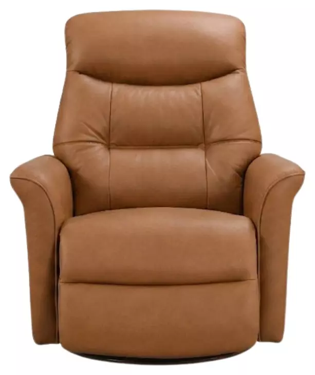 Jorwyn Camel Leather Swivel Glider Power Recliner with Power Headrest and USB Charging