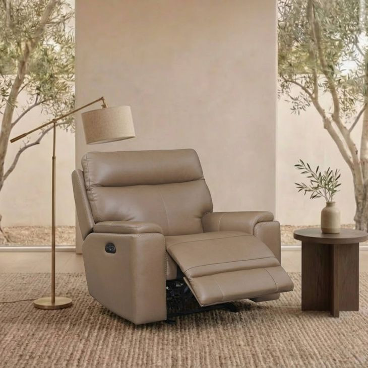 Bryant Tuscan Tan Leather Glider Power Recliner with Power Headrest and USB Charging
