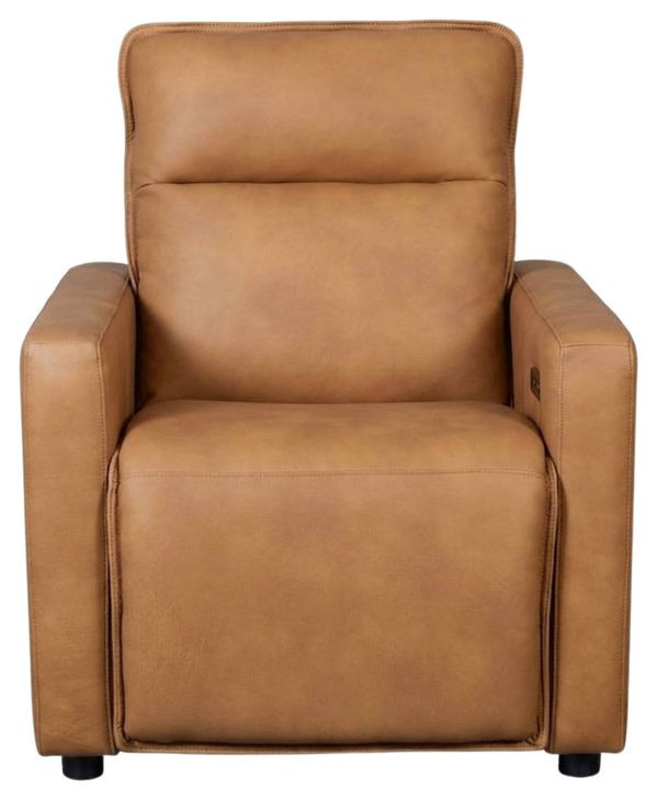 Adell Saddle Leather Lay Flat Power Recliner with Power Headrest and USB Charging