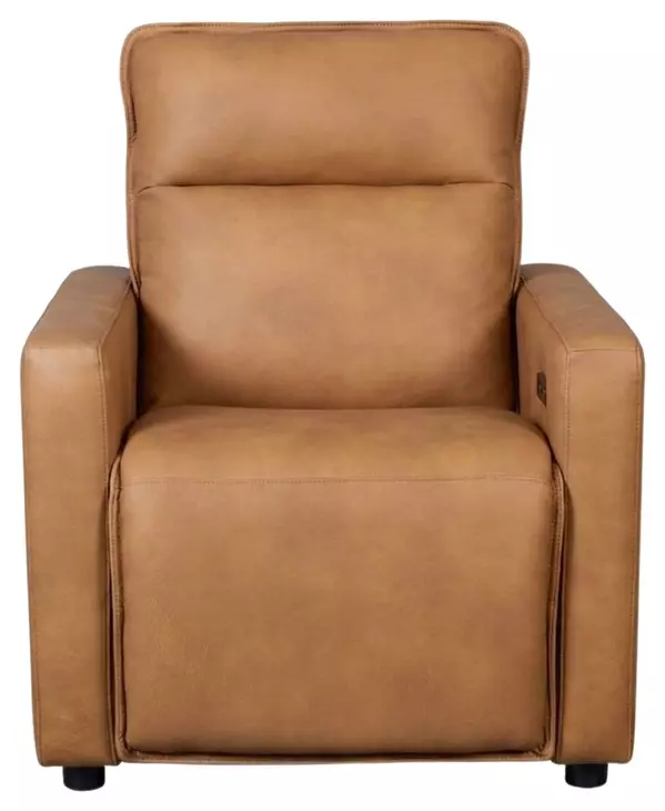 Ascendia Saddle Leather Lay Flat Power Recliner with Power Headrest and USB Charging