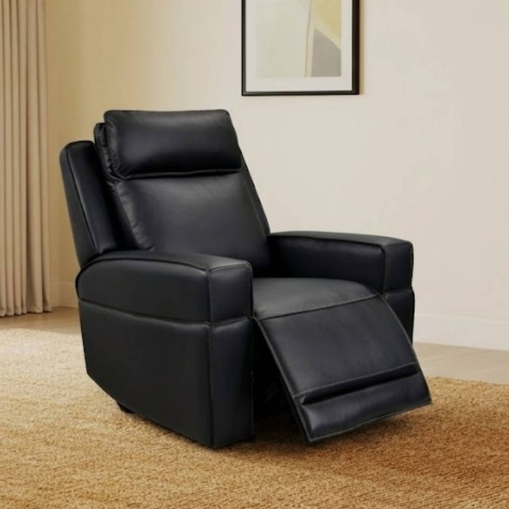 Valley Black Leather Glider Power Recliner with Power Headrest and USB Charging