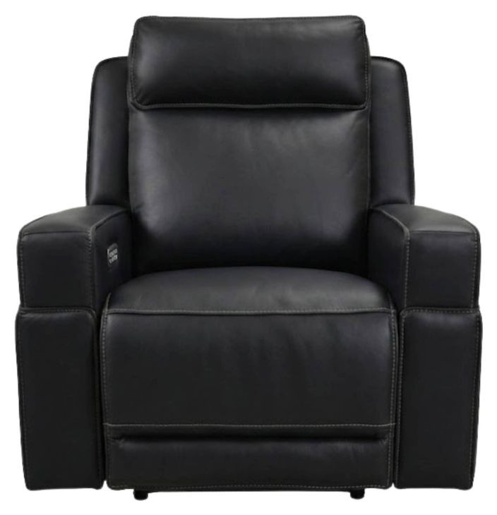 Valley Black Leather Glider Power Recliner with Power Headrest and USB Charging