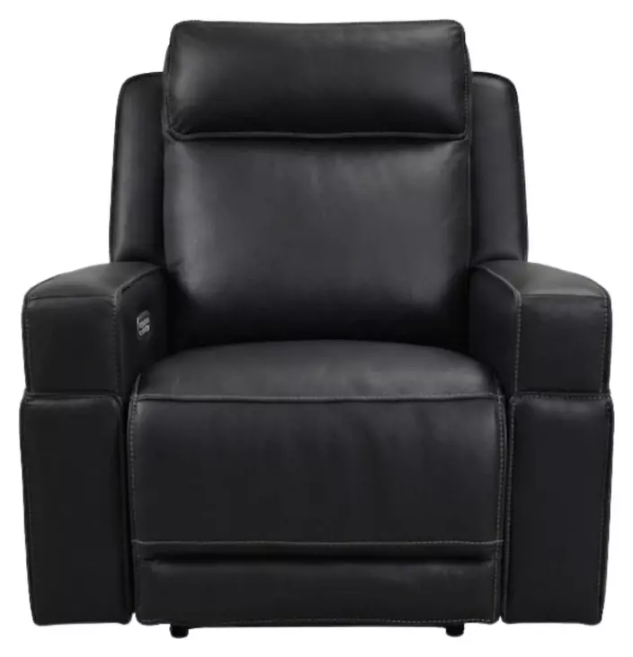 Valley Black Leather Glider Power Recliner with Power Headrest and USB Charging