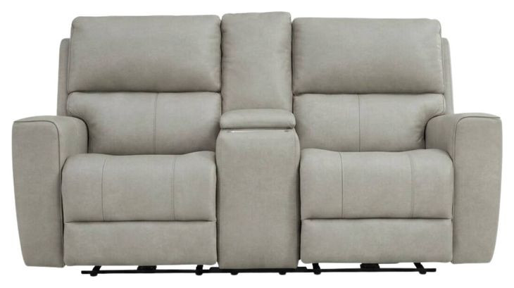 Laredo Cement Leather 77" Zero Gravity Power Reclining Console Loveseat with Power Headrest and USB Charging