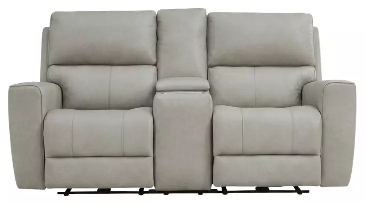 Laredo Cement Leather 77" Zero Gravity Power Reclining Console Loveseat with Power Headrest and USB Charging