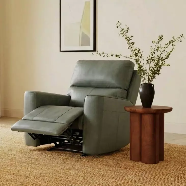Laredo Sage Moss Leather Zero Gravity Glider Power Recliner with Power Headrest and USB Charging