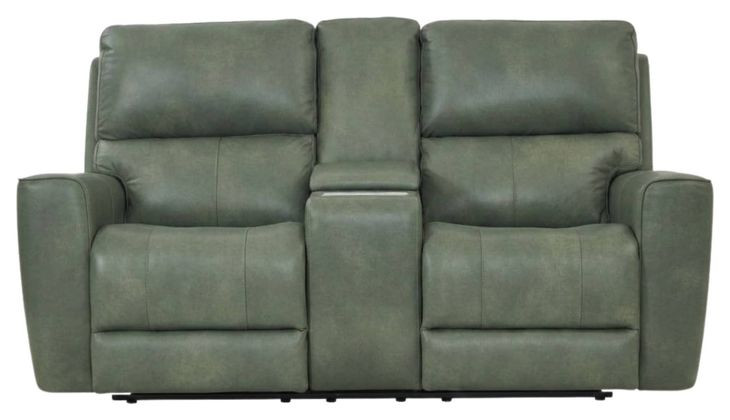 Laredo Sage Moss Leather 77" Zero Gravity Power Reclining Console Loveseat with Power Headrest and USB Charging