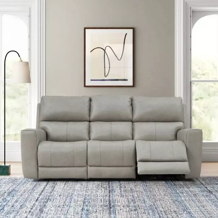 Laredo Cement Leather 87" Zero Gravity Power Reclining Sofa with Fold Down Center Console and USB Charging