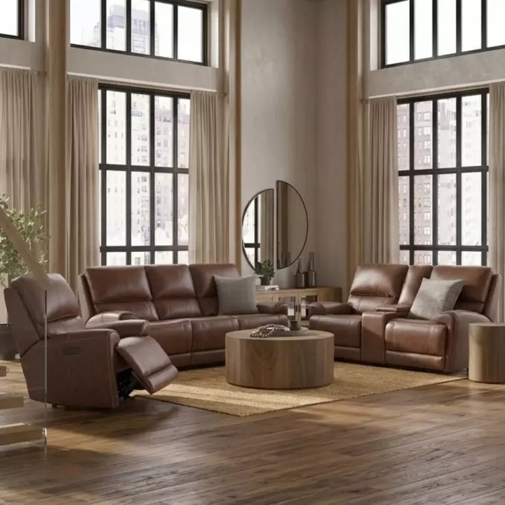 Highland Brown Coffee Zero Gravity Power Reclining Living Room Set with Power Headrest and USB Charging