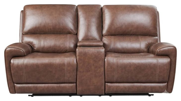 Highland Brown Coffee Leather 79" Zero Gravity Power Reclining Console Loveseat with Power Headrest and USB Charging