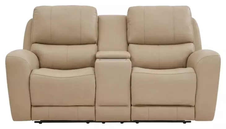 Bella Verona Taupe Leather 76" Zero Gravity Power Reclining Loveseat with Console and USB Charging