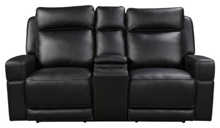 Valley Black Leather 73" Zero Gravity Power Reclining Console Loveseat with Power Headrest and USB Charging