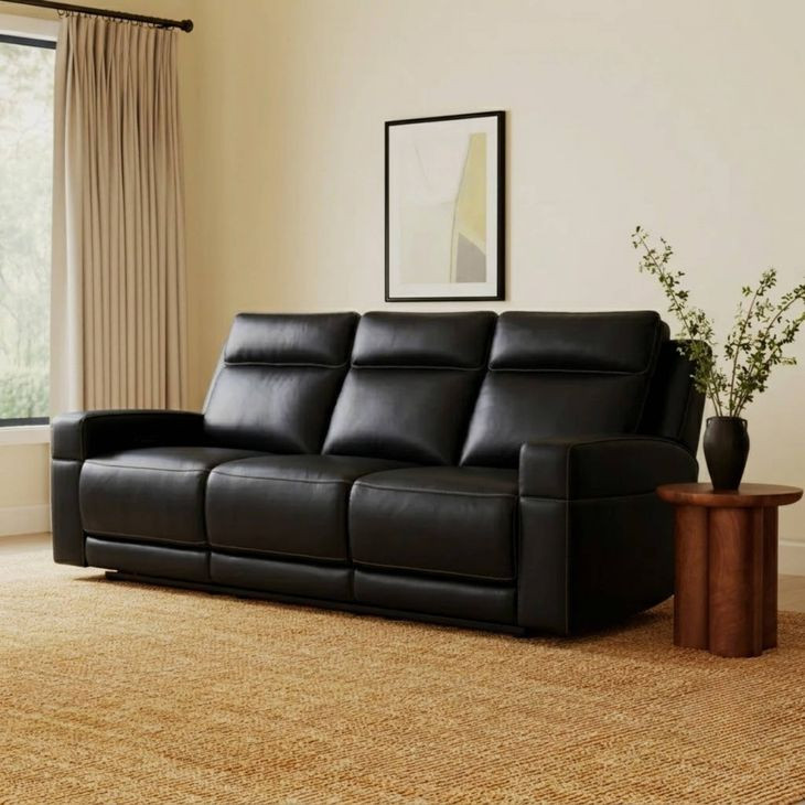 Valley Black Leather Zero Gravity Power Reclining Living Room Set with Power Headrest and USB Charging