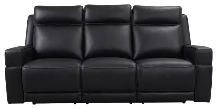 Valley Black Leather 82" Zero Gravity Power Reclining Sofa with Power Headrest and USB Charging