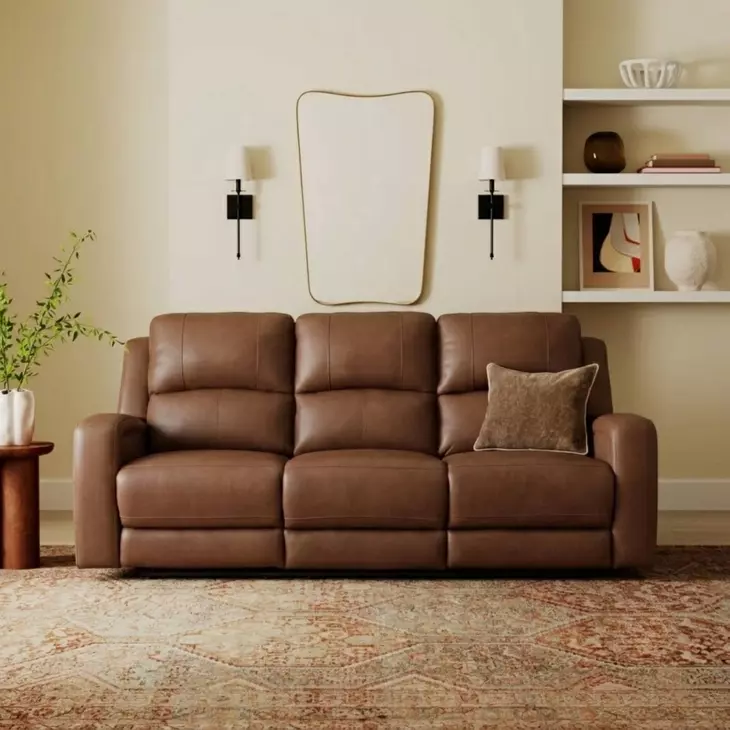 Aria Brown Havana Leather Zero Gravity Triple Power Reclining Living Room Set
