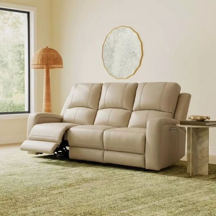 Aria Taupe Stone Leather Zero Gravity Triple Power Reclining Living Room Set