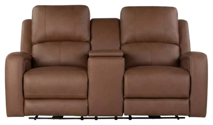 Alessia Brown Havana Leather 71" Zero Gravity Triple Power Reclining Loveseat with Console and USB Charging
