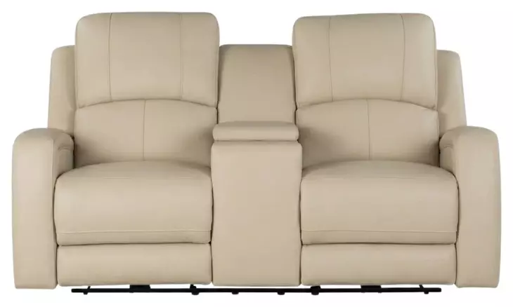 Alessia Taupe Stone Leather 71" Zero Gravity Triple Power Reclining Loveseat with Console and USB Charging