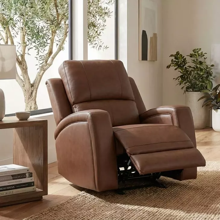 Alessia Brown Havana Leather Triple Power Glider Recliner with USB Charging