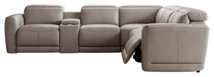 Ridgeway Gray Shark Leather Modular Zero Gravity Power Reclining Sectional with Power Headrest