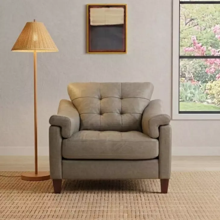 Emerson Green Pea Leather Upholstered Accent Chair