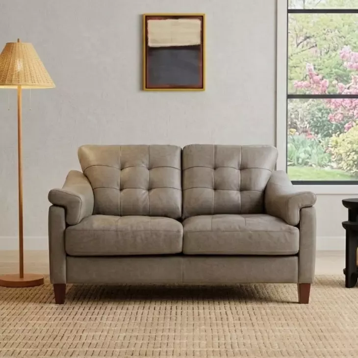 Emerson Green Pea Leather 64" Loveseat