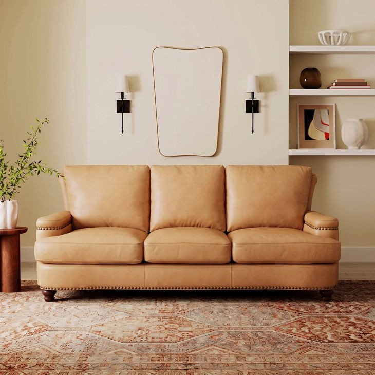Holden Tan Fawn Leather Living Room Set