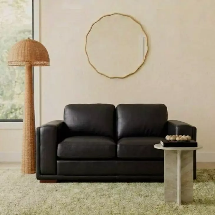 Lorenzo Black Leather 78" Loveseat