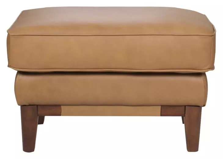 Pendry Carmel Saddle Leather Upholstered Rectangular Ottoman