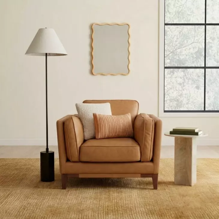 Pendry Carmel Saddle Leather Upholstered Accent Chair